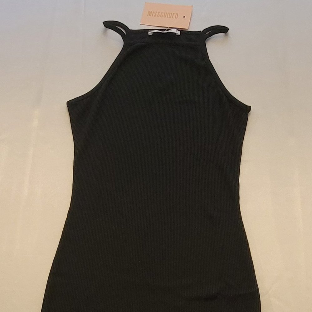 Missguided Rib racer mini dress black